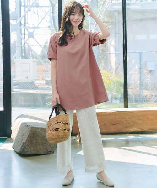 Tiaclasse(ティアクラッセ)の「【おのののかさん着用】「サマケア」バックヨークフリルチュニック(Tシャツ/カットソー・レディース・オフホワイト/ブラック/グレイッシュベージュ/ピンク・XL/XXL)」の20枚目の写真