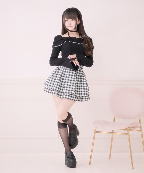 Pal elfy(パルエルフィー)の「チョーカー付きオフショルベルトトップス(Tシャツ/カットソー・レディース・ブラック系その他/ブラック/グレー・フリー)」の21枚目の写真