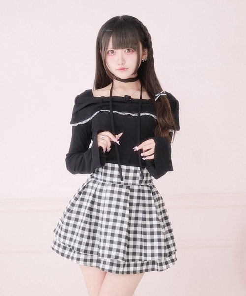 Pal elfy(パルエルフィー)の「チョーカー付きオフショルベルトトップス(Tシャツ/カットソー・レディース・ブラック系その他/ブラック/グレー・フリー)」の14枚目の写真