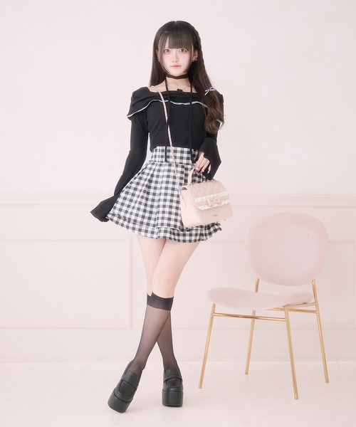 Pal elfy(パルエルフィー)の「チョーカー付きオフショルベルトトップス(Tシャツ/カットソー・レディース・ブラック系その他/ブラック/グレー・フリー)」の22枚目の写真