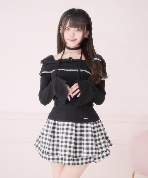 Pal elfy(パルエルフィー)の「チョーカー付きオフショルベルトトップス(Tシャツ/カットソー・レディース・ブラック系その他/ブラック/グレー・フリー)」の16枚目の写真