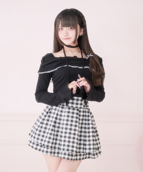 Pal elfy(パルエルフィー)の「チョーカー付きオフショルベルトトップス(Tシャツ/カットソー・レディース・ブラック系その他/ブラック/グレー・フリー)」の19枚目の写真