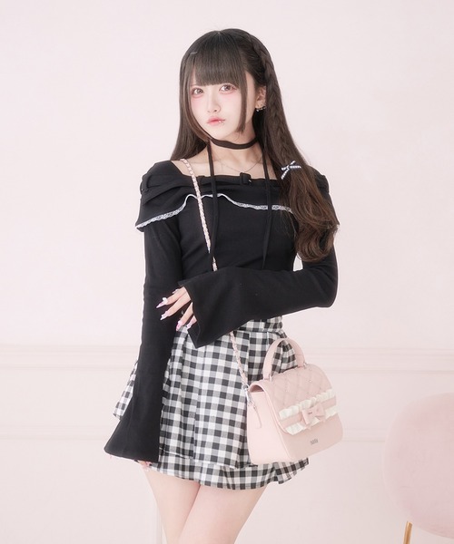 Pal elfy(パルエルフィー)の「チョーカー付きオフショルベルトトップス(Tシャツ/カットソー・レディース・ブラック系その他/ブラック/グレー・フリー)」の20枚目の写真