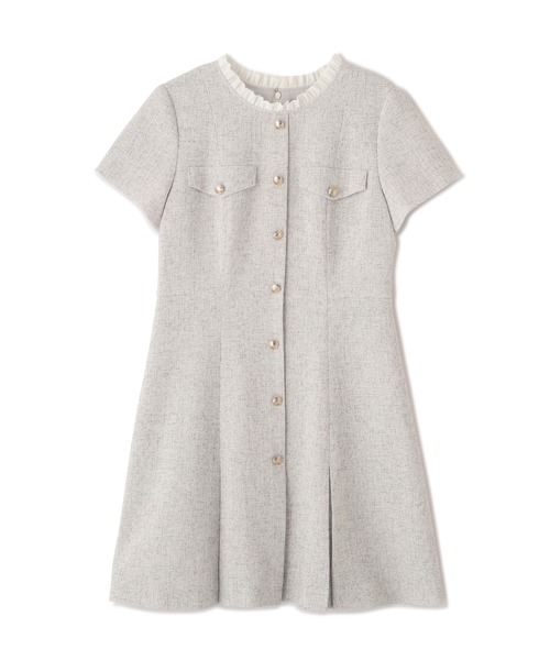 JILL by JILL STUART(ジルバイジルスチュアート)の「半袖ツィードミニワンピース(ワンピース・レディース・ホワイト/ブラック・MEDIUM/SMALL)」の3枚目の写真