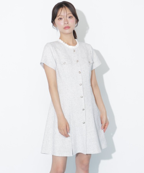 JILL by JILL STUART(ジルバイジルスチュアート)の「半袖ツィードミニワンピース(ワンピース・レディース・ホワイト/ブラック・MEDIUM/SMALL)」の19枚目の写真