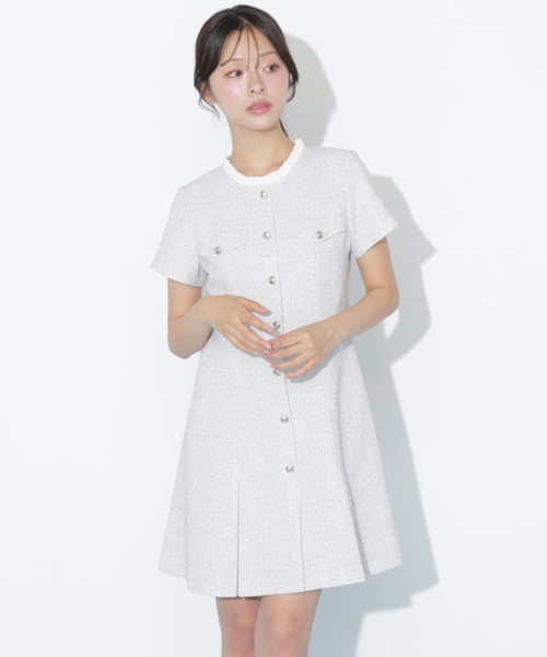 JILL by JILL STUART(ジルバイジルスチュアート)の「半袖ツィードミニワンピース(ワンピース・レディース・ホワイト/ブラック・MEDIUM/SMALL)」の21枚目の写真
