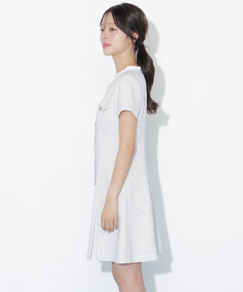 JILL by JILL STUART(ジルバイジルスチュアート)の「半袖ツィードミニワンピース(ワンピース・レディース・ホワイト/ブラック・MEDIUM/SMALL)」の13枚目の写真