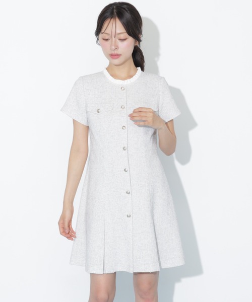 JILL by JILL STUART(ジルバイジルスチュアート)の「半袖ツィードミニワンピース(ワンピース・レディース・ホワイト/ブラック・MEDIUM/SMALL)」の20枚目の写真
