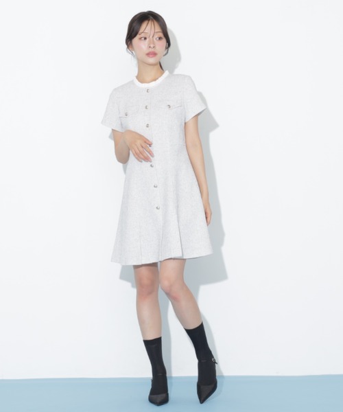 JILL by JILL STUART(ジルバイジルスチュアート)の「半袖ツィードミニワンピース(ワンピース・レディース・ホワイト/ブラック・MEDIUM/SMALL)」の15枚目の写真