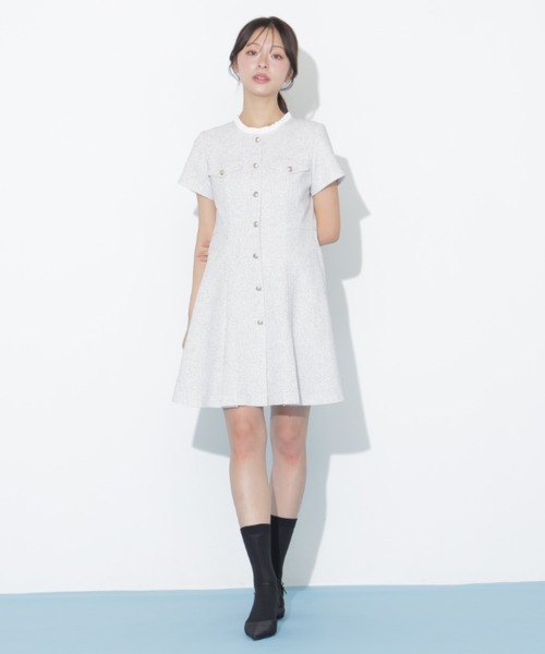 JILL by JILL STUART(ジルバイジルスチュアート)の「半袖ツィードミニワンピース(ワンピース・レディース・ホワイト/ブラック・MEDIUM/SMALL)」の18枚目の写真