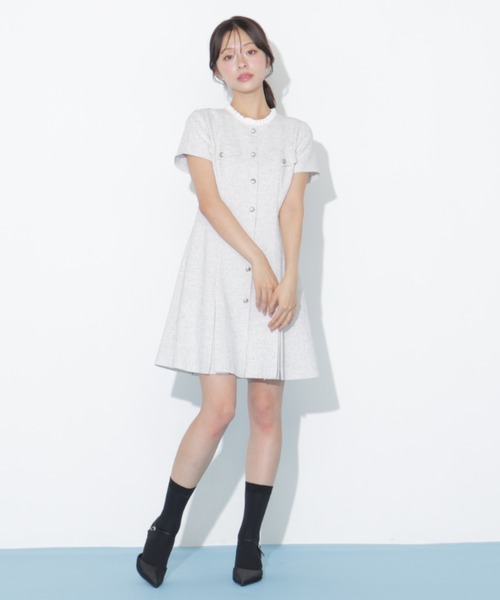 JILL by JILL STUART(ジルバイジルスチュアート)の「半袖ツィードミニワンピース(ワンピース・レディース・ホワイト/ブラック・MEDIUM/SMALL)」の17枚目の写真