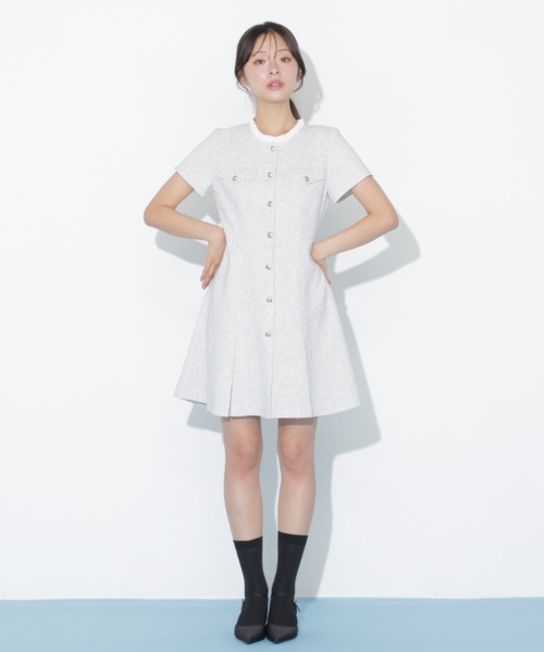 JILL by JILL STUART(ジルバイジルスチュアート)の「半袖ツィードミニワンピース(ワンピース・レディース・ホワイト/ブラック・MEDIUM/SMALL)」の16枚目の写真