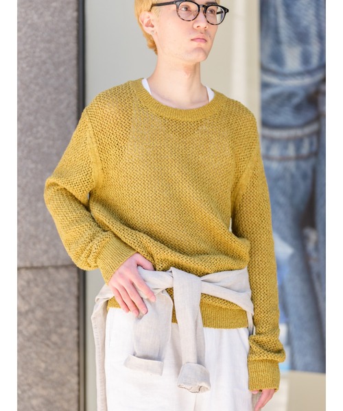 Banana Republic(バナナリパブリック)の「ブークレ コットンブレンド クルーネックセーター(ニット/セーター・メンズ・ピンク/マスタード・S/M/L/XL)」の9枚目の写真