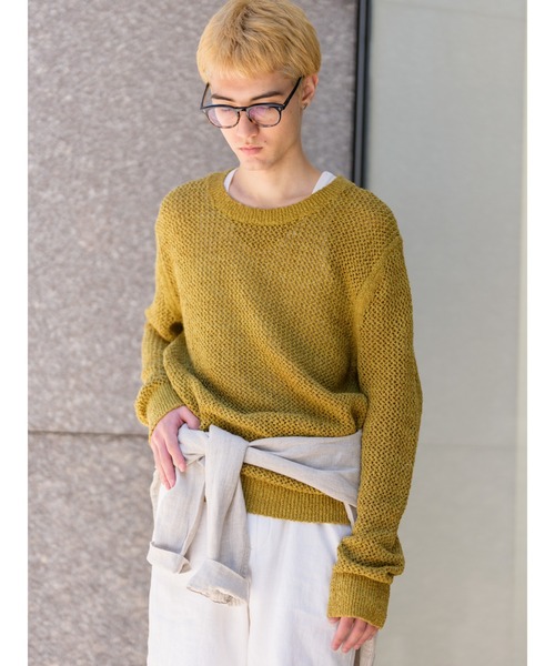 Banana Republic(バナナリパブリック)の「ブークレ コットンブレンド クルーネックセーター(ニット/セーター・メンズ・ピンク/マスタード・S/M/L/XL)」の11枚目の写真