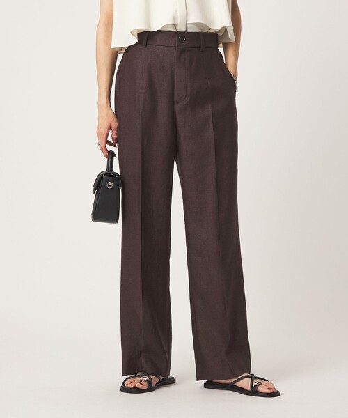 green label relaxing（グリーンレーベルリラクシング）の「［size SHORT/TALLあり］リネンライク セミフレア パンツ（その他パンツ・レディース・ダークブラウン/ダークグレー・SHORT/36/38/40/TALL）」の2枚目の写真