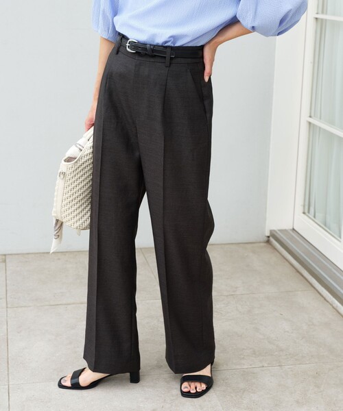 green label relaxing（グリーンレーベルリラクシング）の「［size SHORT/TALLあり］リネンライク セミフレア パンツ（その他パンツ・レディース・ダークブラウン/ダークグレー・SHORT/36/38/40/TALL）」の3枚目の写真
