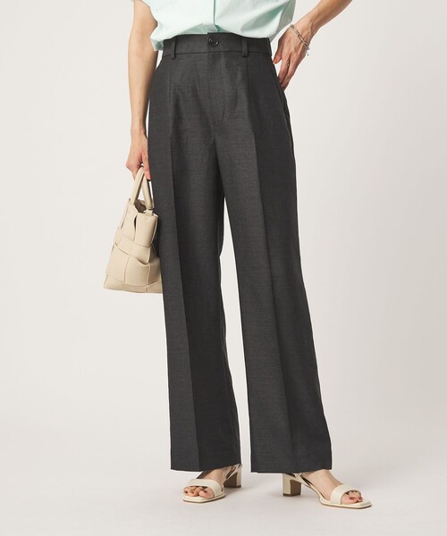 green label relaxing（グリーンレーベルリラクシング）の「［size SHORT/TALLあり］リネンライク セミフレア パンツ（その他パンツ・レディース・ダークブラウン/ダークグレー・SHORT/36/38/40/TALL）」の9枚目の写真