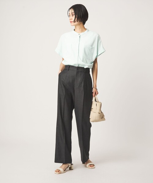 green label relaxing（グリーンレーベルリラクシング）の「［size SHORT/TALLあり］リネンライク セミフレア パンツ（その他パンツ・レディース・ダークブラウン/ダークグレー・SHORT/36/38/40/TALL）」の10枚目の写真