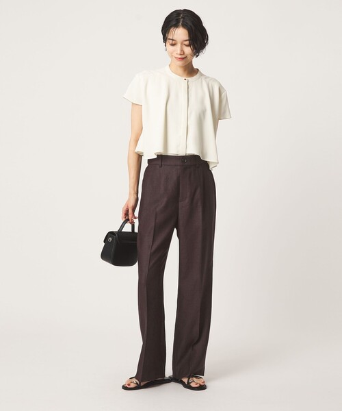 green label relaxing（グリーンレーベルリラクシング）の「［size SHORT/TALLあり］リネンライク セミフレア パンツ（その他パンツ・レディース・ダークブラウン/ダークグレー・SHORT/36/38/40/TALL）」の14枚目の写真