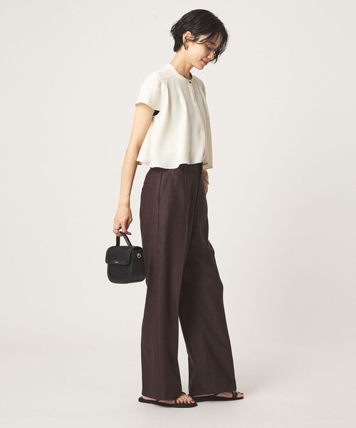 green label relaxing（グリーンレーベルリラクシング）の「［size SHORT/TALLあり］リネンライク セミフレア パンツ（その他パンツ・レディース・ダークブラウン/ダークグレー・SHORT/36/38/40/TALL）」の15枚目の写真