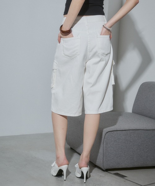 ENVYM(アンビー)の「ウォッシュドカーゴハーフパンツ(カーゴパンツ・レディース・ブラック/ホワイト・SMALL/MEDIUM)」の10枚目の写真