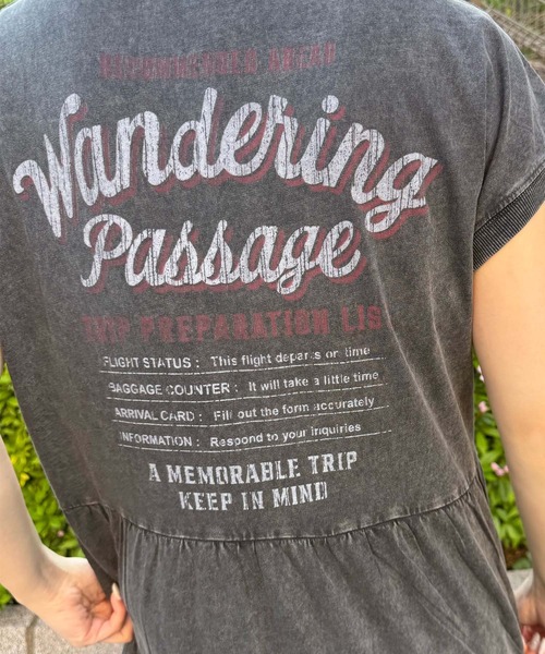 UNDERWRAPS(アンダーラップス)の「ピグメント加工 バックロゴ ティアード ノースリーブワンピース(Tシャツ/カットソー・レディース・グリーン/ブルー/ブラック・L/M)」の7枚目の写真