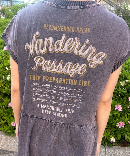 UNDERWRAPS(アンダーラップス)の「ピグメント加工 バックロゴ ティアード ノースリーブワンピース(Tシャツ/カットソー・レディース・グリーン/ブルー/ブラック・L/M)」の10枚目の写真