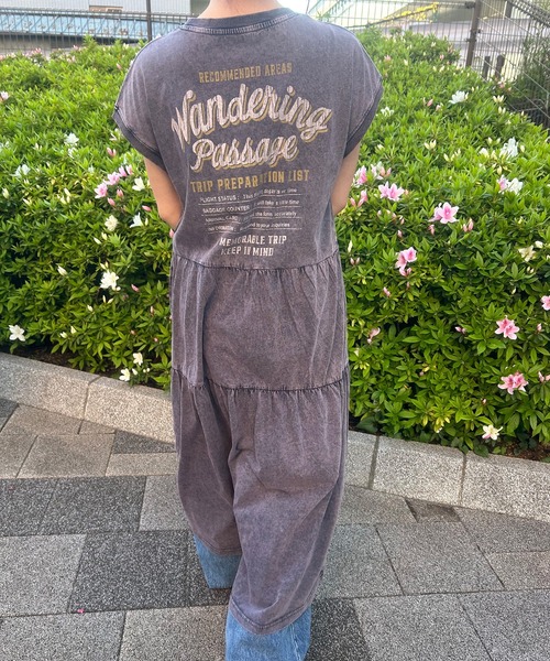 UNDERWRAPS(アンダーラップス)の「ピグメント加工 バックロゴ ティアード ノースリーブワンピース(Tシャツ/カットソー・レディース・グリーン/ブルー/ブラック・L/M)」の11枚目の写真