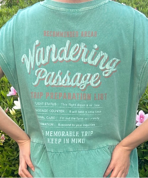 UNDERWRAPS(アンダーラップス)の「ピグメント加工 バックロゴ ティアード ノースリーブワンピース(Tシャツ/カットソー・レディース・グリーン/ブルー/ブラック・L/M)」の15枚目の写真