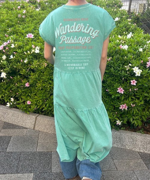 UNDERWRAPS(アンダーラップス)の「ピグメント加工 バックロゴ ティアード ノースリーブワンピース(Tシャツ/カットソー・レディース・グリーン/ブルー/ブラック・L/M)」の16枚目の写真