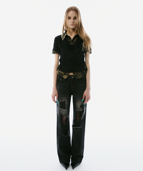 BLONDEY(ブロンディ)の「DISTRESSED STRAIGHT DENIM(デニムパンツ・レディース・ブラック・SMALL/MEDIUM)」の20枚目の写真