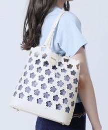 ●9518 良品MARY QUANT マリークワント　2wayバッグ　花柄　黒系 MARY QUANT - MARY QUANT マリークワント 花柄 ショルダー バッグ 黒x
