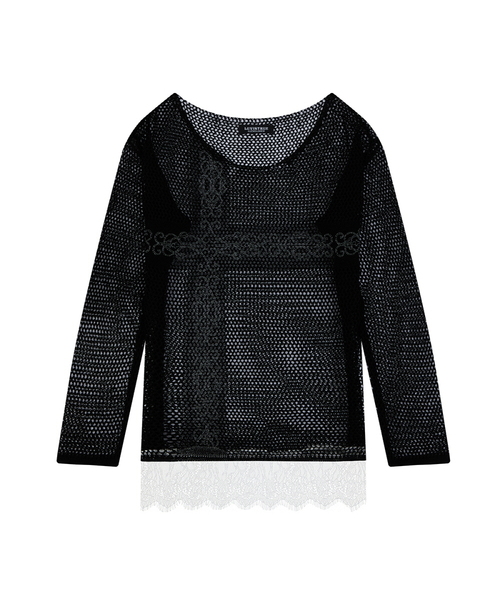 LUVISTRUE(ラヴイズトゥルー)の「SY LACE NET KNIT(BLACK)(ニット/セーター・レディース・その他・FREE)」の1枚目の写真