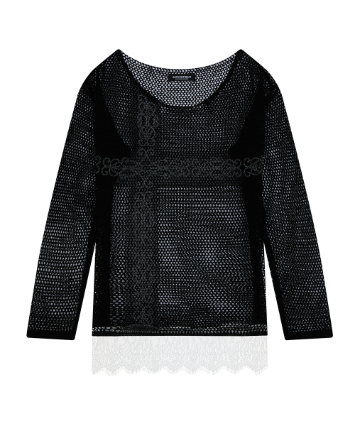 LUVISTRUE(ラヴイズトゥルー)の「SY LACE NET KNIT(BLACK)(ニット/セーター・レディース・その他・FREE)」の2枚目の写真