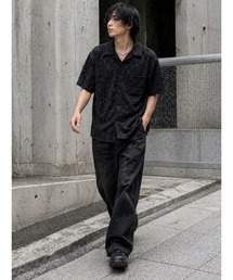 【Bls】 【ZM】【Bling Leads】パイル生地 半袖レオパード柄シャツ