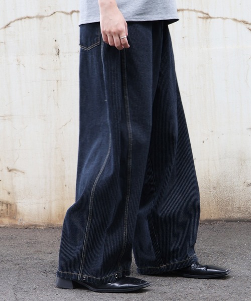 MADE IN KOREA】ピンストライプバギーデニム/PIN STRIPE BAGGY DENIM