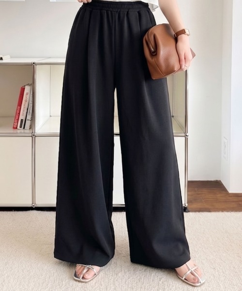 umune(ウムネ)の「スウェットパンツ ワイドパンツ ダンボールニット ウエストゴム ボトムス ロング丈 楽ちん リラクシー スポーティー ルームウェア(スウェットパンツ・レディース・ブラック/ベージュ/ライラック・L/M)」の8枚目の写真