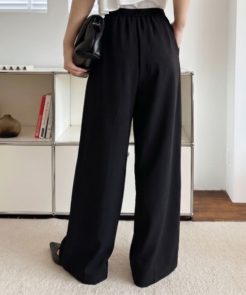 umune(ウムネ)の「スウェットパンツ ワイドパンツ ダンボールニット ウエストゴム ボトムス ロング丈 楽ちん リラクシー スポーティー ルームウェア(スウェットパンツ・レディース・ブラック/ベージュ/ライラック・L/M)」の9枚目の写真