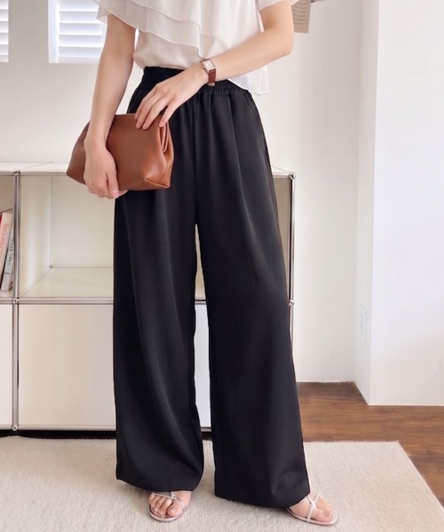 umune(ウムネ)の「スウェットパンツ ワイドパンツ ダンボールニット ウエストゴム ボトムス ロング丈 楽ちん リラクシー スポーティー ルームウェア(スウェットパンツ・レディース・ブラック/ベージュ/ライラック・L/M)」の10枚目の写真