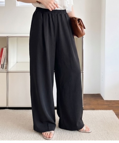 umune(ウムネ)の「スウェットパンツ ワイドパンツ ダンボールニット ウエストゴム ボトムス ロング丈 楽ちん リラクシー スポーティー ルームウェア(スウェットパンツ・レディース・ブラック/ベージュ/ライラック・L/M)」の11枚目の写真