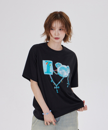 I LOVE COTTON BEAR T-SHIRT(BLACK/BLUE)