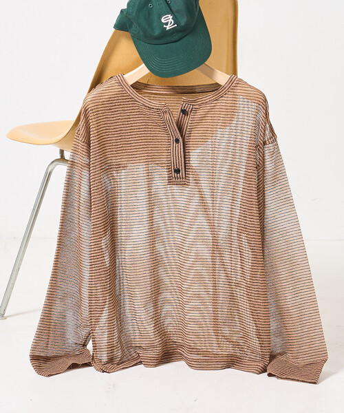 セール】ヘンリーシアーボーダープルオーバー（Tシャツ/カットソー