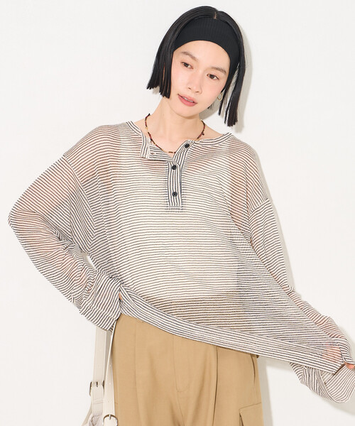 セール】ヘンリーシアーボーダープルオーバー（Tシャツ/カットソー