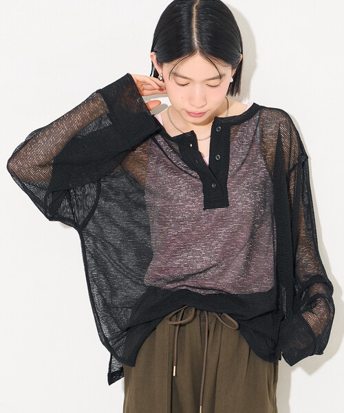 FREAK'S STORE(フリークスストア)の「ヘンリーシアーボーダープルオーバー(Tシャツ/カットソー・レディース・オフホワイト/ベージュ/ブラック・フリ-)」の19枚目の写真