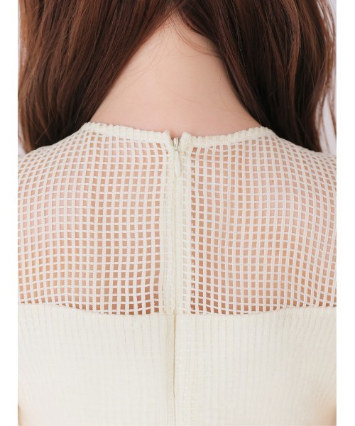 M me eme(エムミーエメ)の「Sheer decollete mesh lace mini onepiece(eme11029)(ワンピース・レディース・ホワイト×ブラック/アイボリー・FREE)」の14枚目の写真