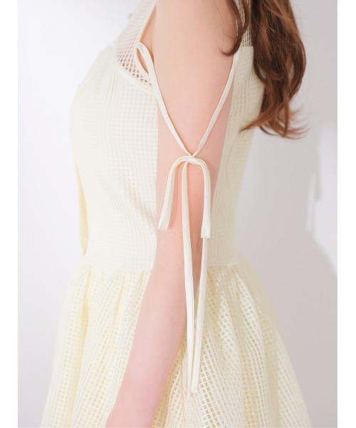 M me eme(エムミーエメ)の「Sheer decollete mesh lace mini onepiece(eme11029)(ワンピース・レディース・ホワイト×ブラック/アイボリー・FREE)」の16枚目の写真