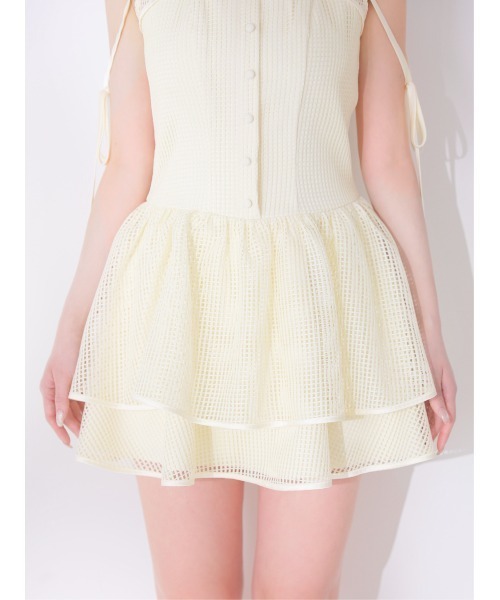M me eme(エムミーエメ)の「Sheer decollete mesh lace mini onepiece(eme11029)(ワンピース・レディース・ホワイト×ブラック/アイボリー・FREE)」の17枚目の写真