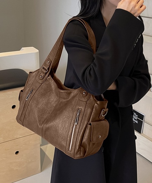 LAYERED(SBG)(レイヤード)の「LAYERED ファスナー PU ショルダーバッグ Y2K(ショルダーバッグ・レディース・ブラウン/チョコ/ブラック/ダークブラウン・FREE)」の4枚目の写真