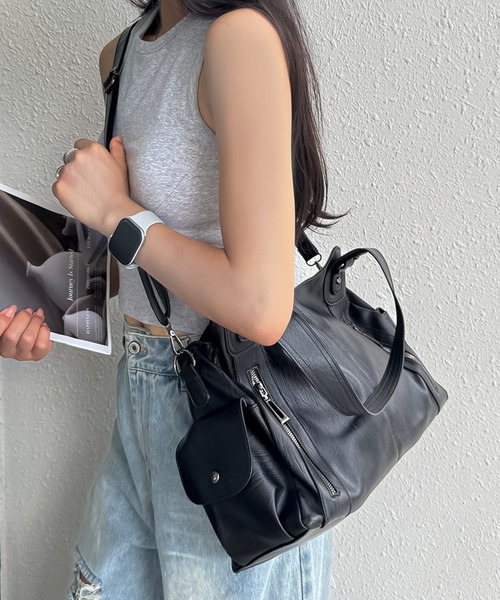 LAYERED(SBG)(レイヤード)の「LAYERED ファスナー PU ショルダーバッグ Y2K(ショルダーバッグ・レディース・ブラウン/チョコ/ブラック/ダークブラウン・FREE)」の2枚目の写真