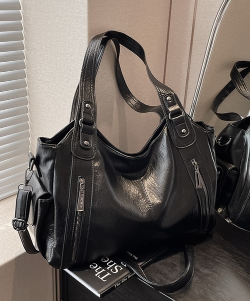 LAYERED(SBG)(レイヤード)の「LAYERED ファスナー PU ショルダーバッグ Y2K(ショルダーバッグ・レディース・ブラウン/チョコ/ブラック/ダークブラウン・FREE)」の6枚目の写真